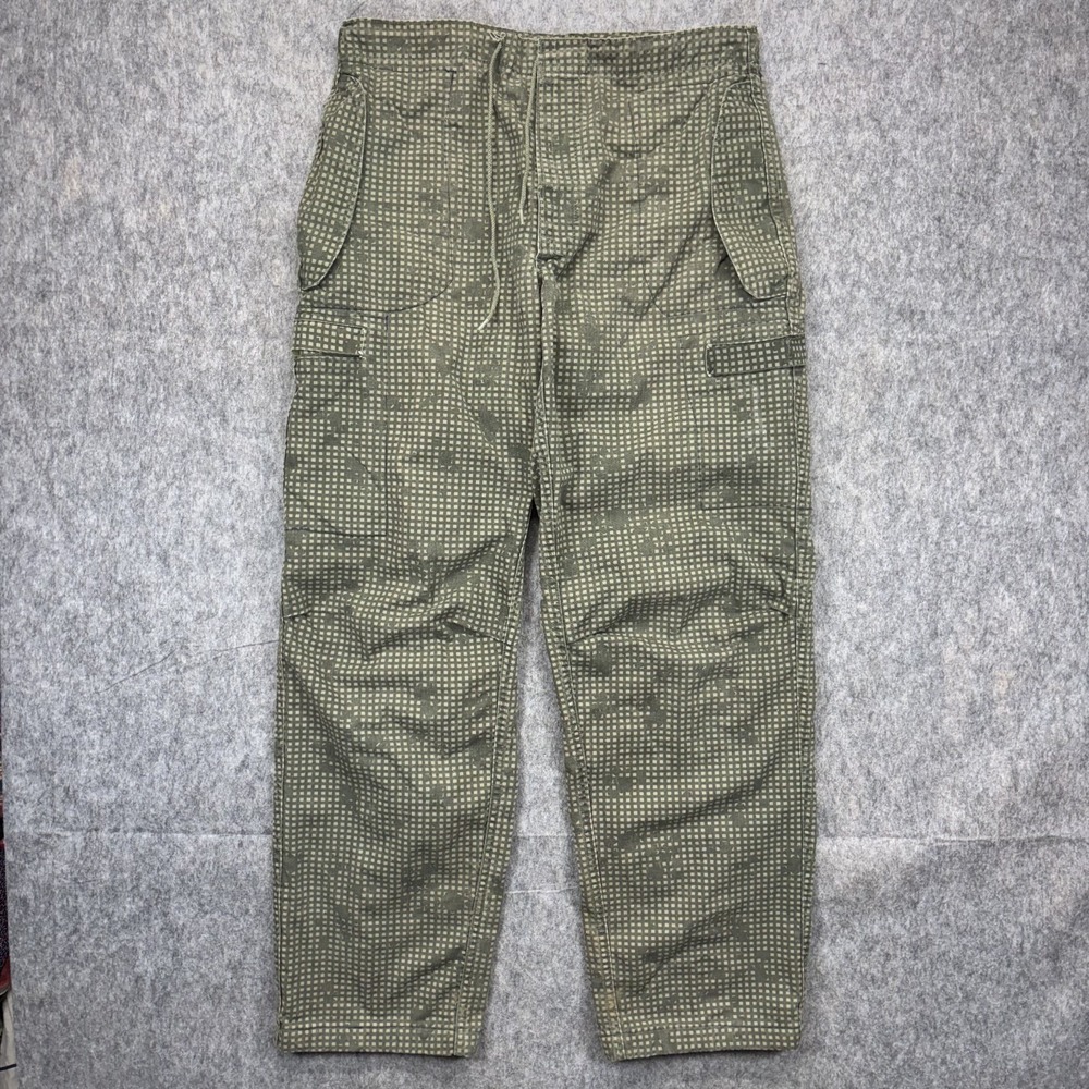 Vintage 1980s Desert Night Camo Pants Men Small Long Green Camouflage Drawstring